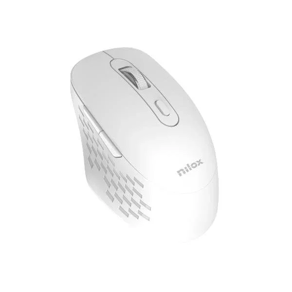Nilox Ratón Dual Wireless Bluetooth + USB Type-A, 1600 DPI, 6 Botones, Blanco