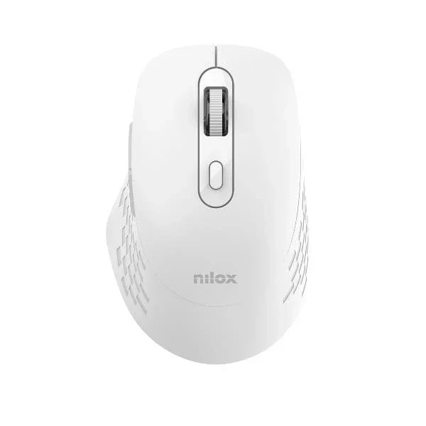 Nilox Ratón Dual Wireless Bluetooth + USB Type-A, 1600 DPI, 6 Botones, Blanco