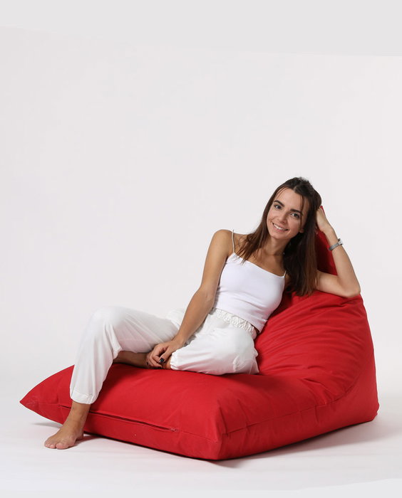Atelier Del Sofa Pouf Gigante Cama Piramidal Rojo 145x90x35 cm Poliester Impermeable para Jardin