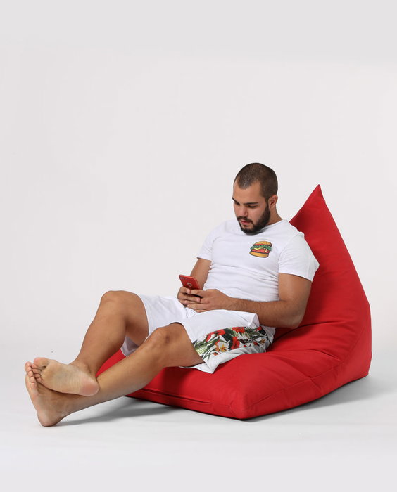 Atelier Del Sofa Pouf Gigante Cama Piramidal Rojo 145x90x35 cm Poliester Impermeable para Jardin