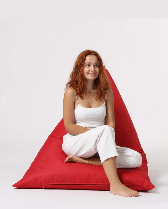 Atelier Del Sofa Pouf Gigante Cama Piramidal Rojo 145x90x35 cm Poliester Impermeable para Jardin