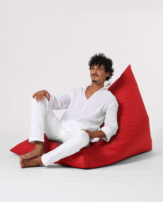 Atelier Del Sofa Pouf Gigante Cama Piramidal Rojo 145x90x35 cm Poliester Impermeable para Jardin