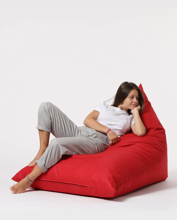 Atelier Del Sofa Pouf Gigante Cama Piramidal Rojo 145x90x35 cm Poliester Impermeable para Jardin