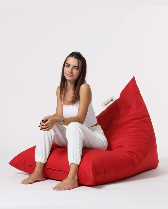 Atelier Del Sofa Pouf Gigante Cama Piramidal Rojo 145x90x35 cm Poliester Impermeable para Jardin