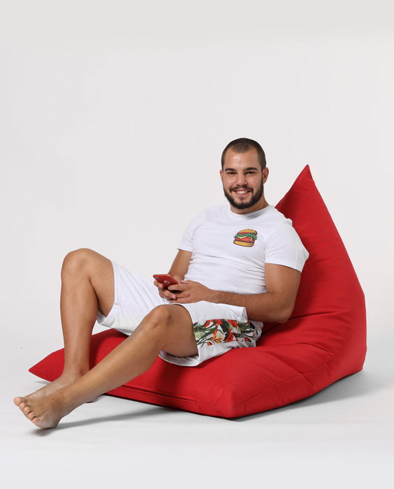 Atelier Del Sofa Pouf Gigante Cama Piramidal Rojo 145x90x35 cm Poliester Impermeable para Jardin