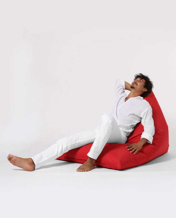 Atelier Del Sofa Pouf Gigante Cama Piramidal Rojo 145x90x35 cm Poliester Impermeable para Jardin