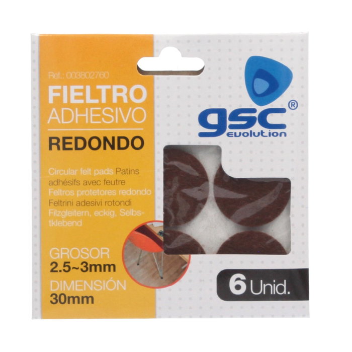 GSC Evolution Set de 6 fieltros adhesivos redondos Ø30mm - Marrón