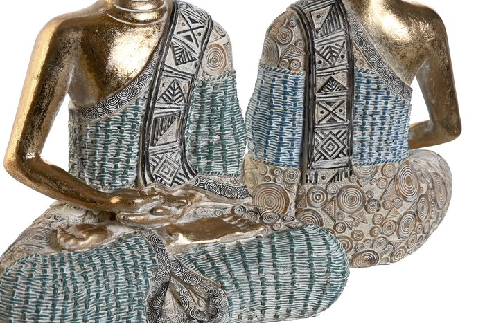 DKD Home Decor Figura Buda Oriental Azul Turquesa Resina 23 x 34 x 13 cm (2 Unidades) DKD Home Decor Figura Buda Oriental Azul Turquesa Resina 23 x 34 x 13 cm (2 Unidades)