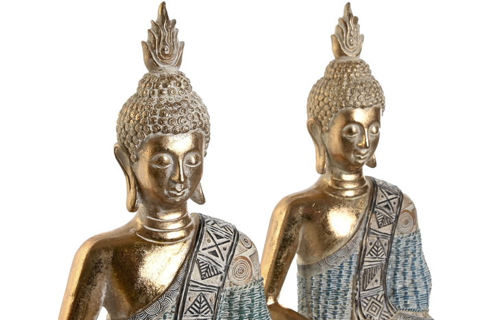 DKD Home Decor Figura Buda Oriental Azul Turquesa Resina 23 x 34 x 13 cm (2 Unidades) DKD Home Decor Figura Buda Oriental Azul Turquesa Resina 23 x 34 x 13 cm (2 Unidades)