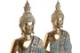 DKD Home Decor Figura Buda Oriental Azul Turquesa Resina 23 x 34 x 13 cm (2 Unidades)