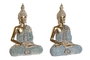 DKD Home Decor Figura Buda Oriental Azul Turquesa Resina 23 x 34 x 13 cm (2 Unidades)