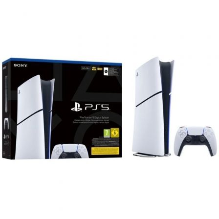 Sony PlayStation 5 Slim Digital Edition - Consola de Videojuegos Digital (825 GB SSD, Blanco, Incluye Mando DualSense)