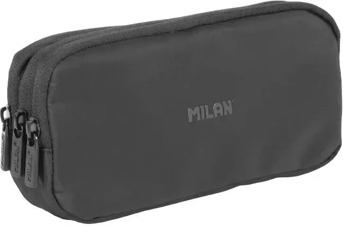 Milan Estuche portatodo 3 cremalleras serie Shadow negro
