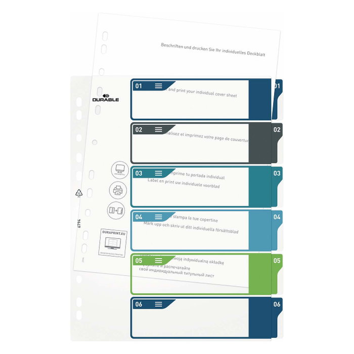 Durable Registro para archivador de sobreancho 1-6 DIN A4 Durable Registro para archivador de sobreancho 1-6 DIN A4