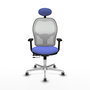 PIQUERAS Y CRESPO Silla de oficina Jorquera con mecanismo Sincro/Traslack, Azul claro y Blanco
