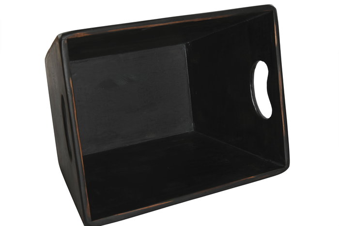 DKD Home Decor 1c24 Set de 4 Cajas Tradicionales de Madera de Abeto Negras con Asa para Almacenaje y Decoración 22 x 18 x 35 cm