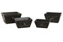 DKD Home Decor 1c24 Set de 4 Cajas Tradicionales de Madera de Abeto Negras con Asa para Almacenaje y Decoración 22 x 18 x 35 cm