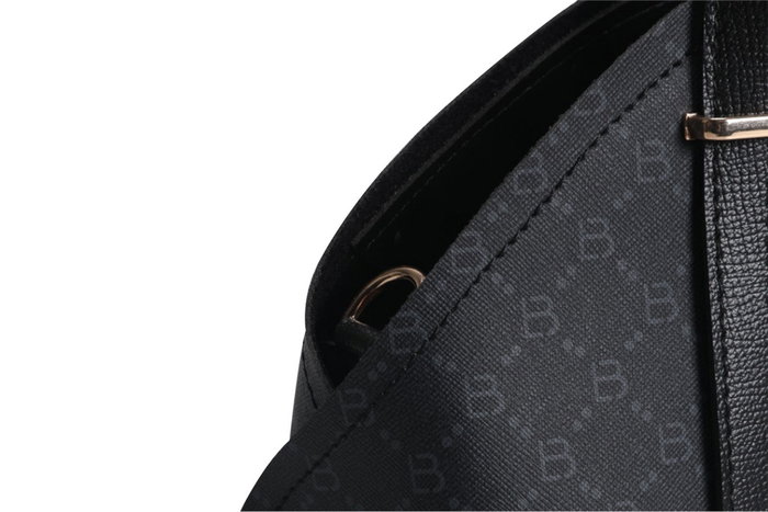 Lucky Bees Bolso 1233 Piel de Polivinilo Negro y Gris 27x10x20 cm
