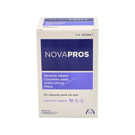 NOVATECH Novapros 60 Cap. Serenoa Repens, Urtica Dioica, Cucurbita Pepo y Maca para la Próstata y Testosterona, Zinc y Selenio, Apto Veganos