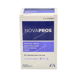 NOVATECH Novapros 60 Cap. Serenoa Repens, Urtica Dioica, Cucurbita Pepo y Maca para la Próstata y Testosterona, Zinc y Selenio, Apto Veganos
