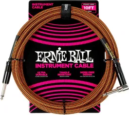 Ernieball Cable para Instrumento Trenzado Jack-Jack SA 3 Metros Naranja/Negro