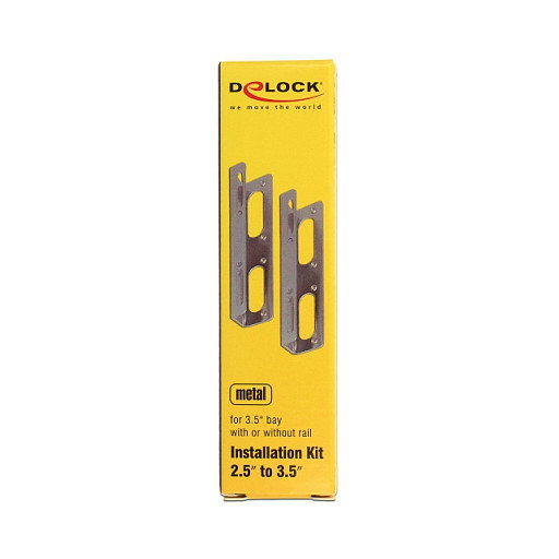 DeLOCK Einbausatz 18282 para disco duro 2.5 pulgadas a bahía 3.5 pulgadas, kit de instalación con tornillos, color plata