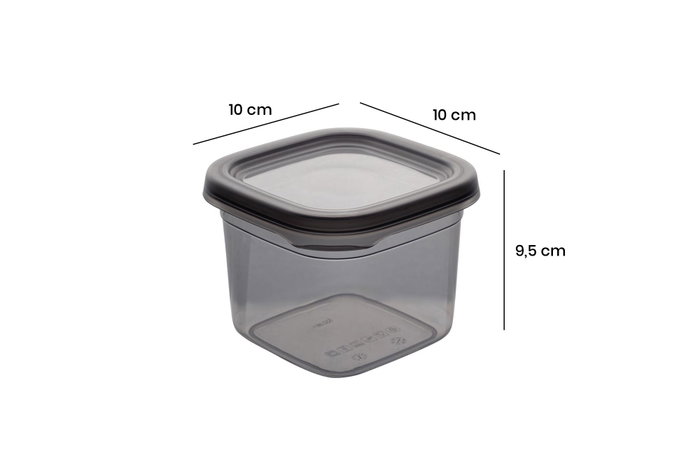 Hermia BNMPEGYAS06-5 Juego de 6 Cajas de Almacenaje de Plástico Antracita 10x10x9.5cm 550ml