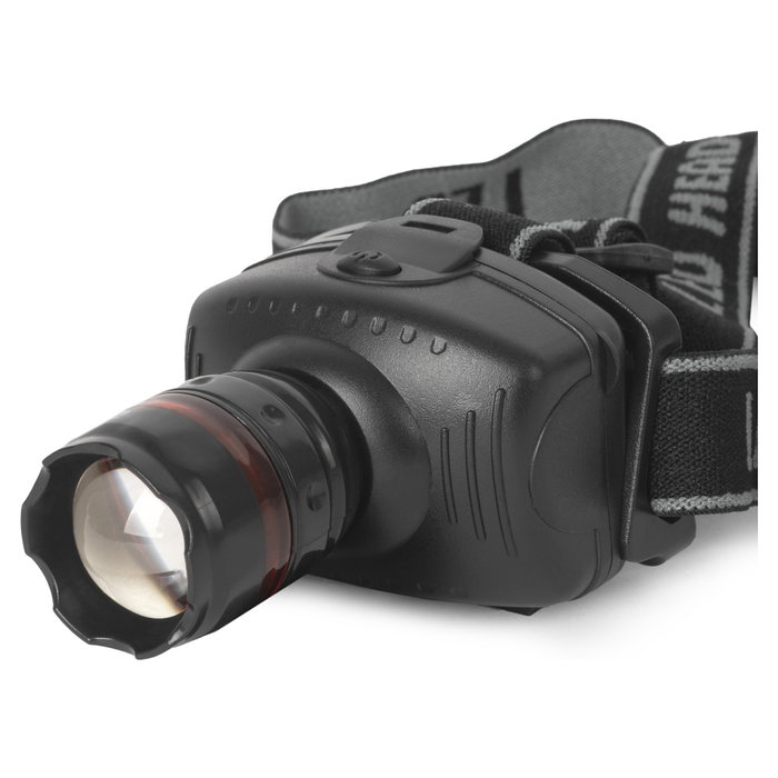 ENTAC Linterna de cabeza EHL-ZOOM-1W-PL Negra