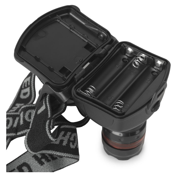 ENTAC Linterna de cabeza EHL-ZOOM-1W-PL Negra