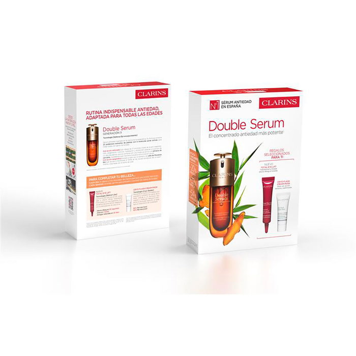 Clarins Double Serum Set Estuche 3 Piezas: Double Serum 50 ml + Contorno de Ojos 7 ml + Mascarilla Facial 8 ml