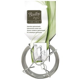 Biotop Alambre Metálico Galvanizado Ø1 mm x 50 m - Ideal para Sujeción de Plantas y Aplicaciones de Jardinería