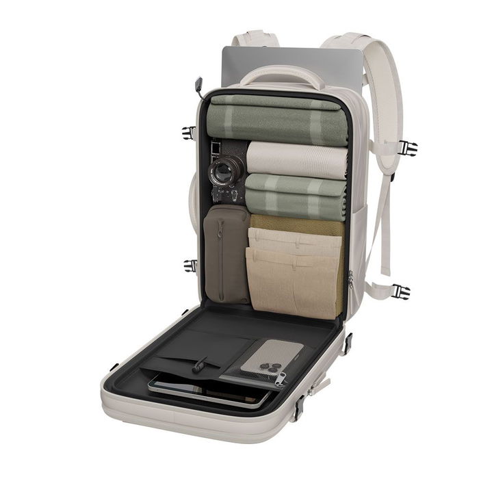 Numada Mochila Explorer Backpack B40 Beige 20L, 40x25x20cm, 13 Compartimentos, Puerto USB, Impermeable