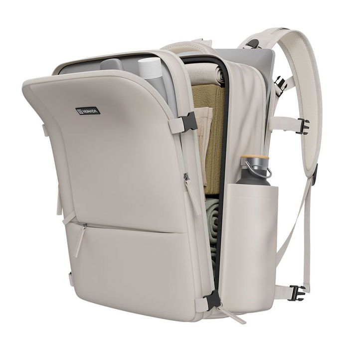 Numada Mochila Explorer Backpack B40 Beige 20L, 40x25x20cm, 13 Compartimentos, Puerto USB, Impermeable