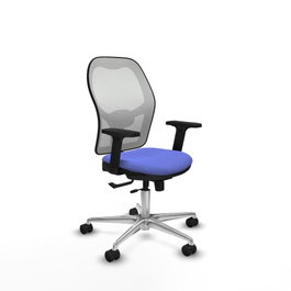 PIQUERAS Y CRESPO Silla de oficina Jorquera con mecanismo Sincro/Traslack, Azul claro y Blanco