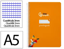 Liderpapel Cuaderno Espiral Pautaguía A5 Naranja 80 Hojas