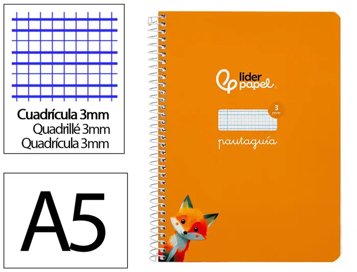 Liderpapel Cuaderno Espiral Pautaguía A5 Naranja 80 Hojas Liderpapel Cuaderno Espiral Pautaguía A5 Naranja 80 Hojas