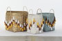 DKD Home Decor Set de 3 Cestas de Bambú Multicolor con Flecos (46x46x57 cm)​