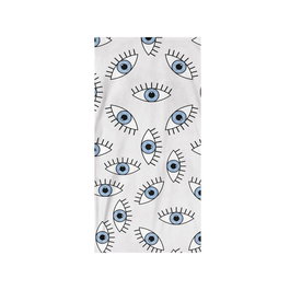 Mijölnir Toalla de Playa Blue Eyes - Blanca y Azul - 60% Algodón 40% Poliéster - 75 x 150 cm