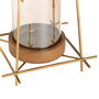 Portavelas Oro-Marrón Metal-Madera 20 X 20 X 23 cm