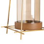 Portavelas Oro-Marrón Metal-Madera 20 X 20 X 23 cm