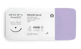 Kruuse Sutura Sacryl 4-0 70 cm Aguja 24 mm 3-8 Triangular Violeta USP 4-0 EP 1,5 - 12 Unidades