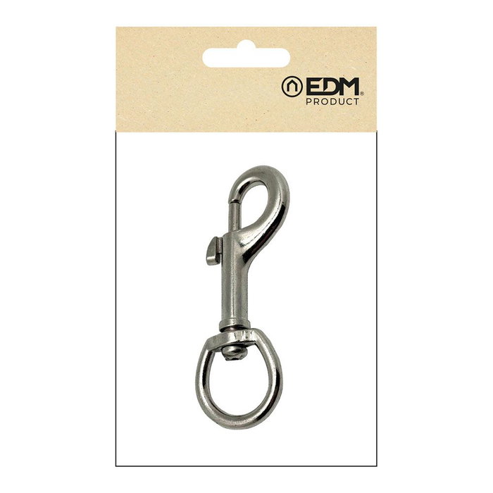 Edm Mosquetón llavero anilla Msq05 de acero niquelado, 82 mm Edm Mosquetón llavero anilla Msq05 de acero niquelado, 82 mm