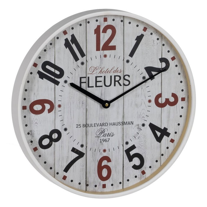 Ixia Reloj Decorativo Blanco de Madera y Cristal 40 x 40 x 4,50 cm