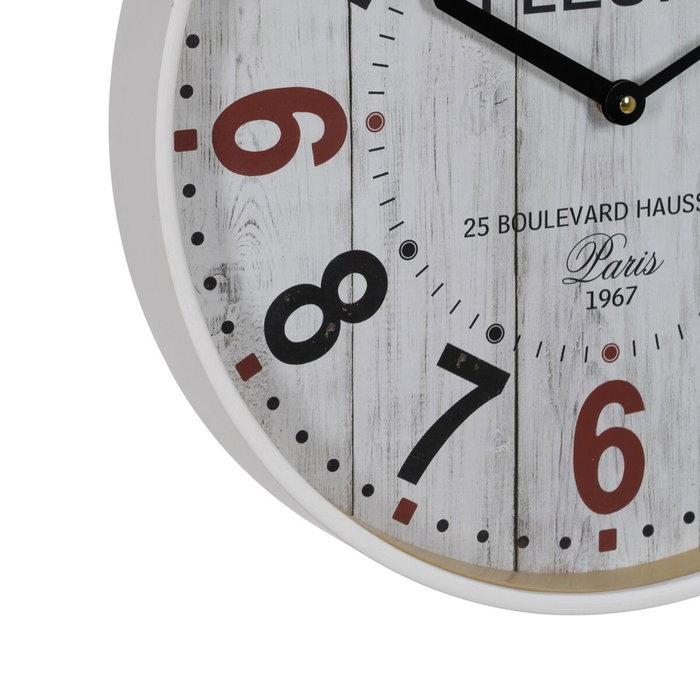 Ixia Reloj Decorativo Blanco de Madera y Cristal 40 x 40 x 4,50 cm