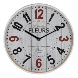 Ixia Reloj Decorativo Blanco de Madera y Cristal 40 x 40 x 4,50 cm