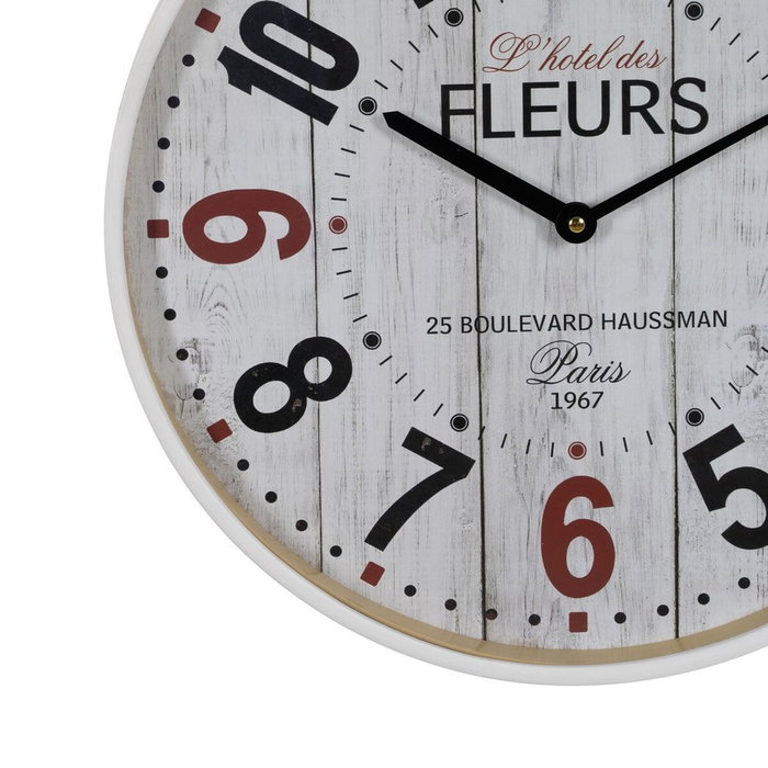 Ixia Reloj Decorativo Blanco de Madera y Cristal 40 x 40 x 4,50 cm