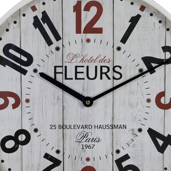 Ixia Reloj Decorativo Blanco de Madera y Cristal 40 x 40 x 4,50 cm