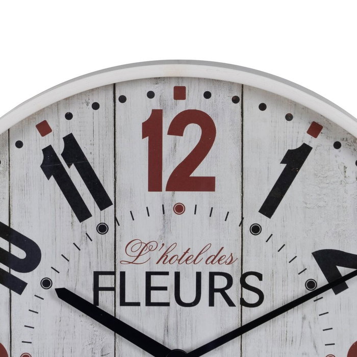 Ixia Reloj Decorativo Blanco de Madera y Cristal 40 x 40 x 4,50 cm