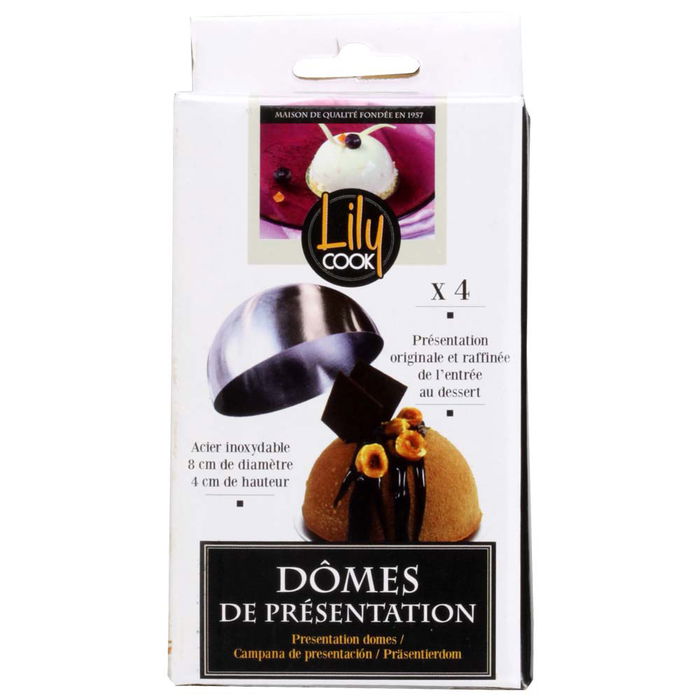 Lily Cook Juego de 4 Moldes Cúpula Acero Inoxidable 8x4 cm para Entrantes y Postres