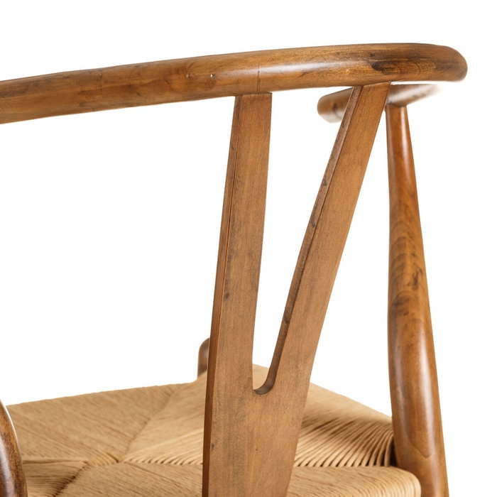 Ixia Silla de Salón de Madera de Olmo Marrón con Asiento de Ratán